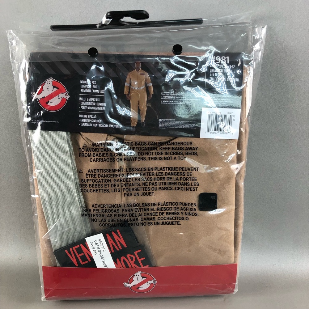 GhostBusters Men’s Tan Jumpsuit Halloween Costume Size Adult Plus 2XL 48-52 - Picture 4 of 6
